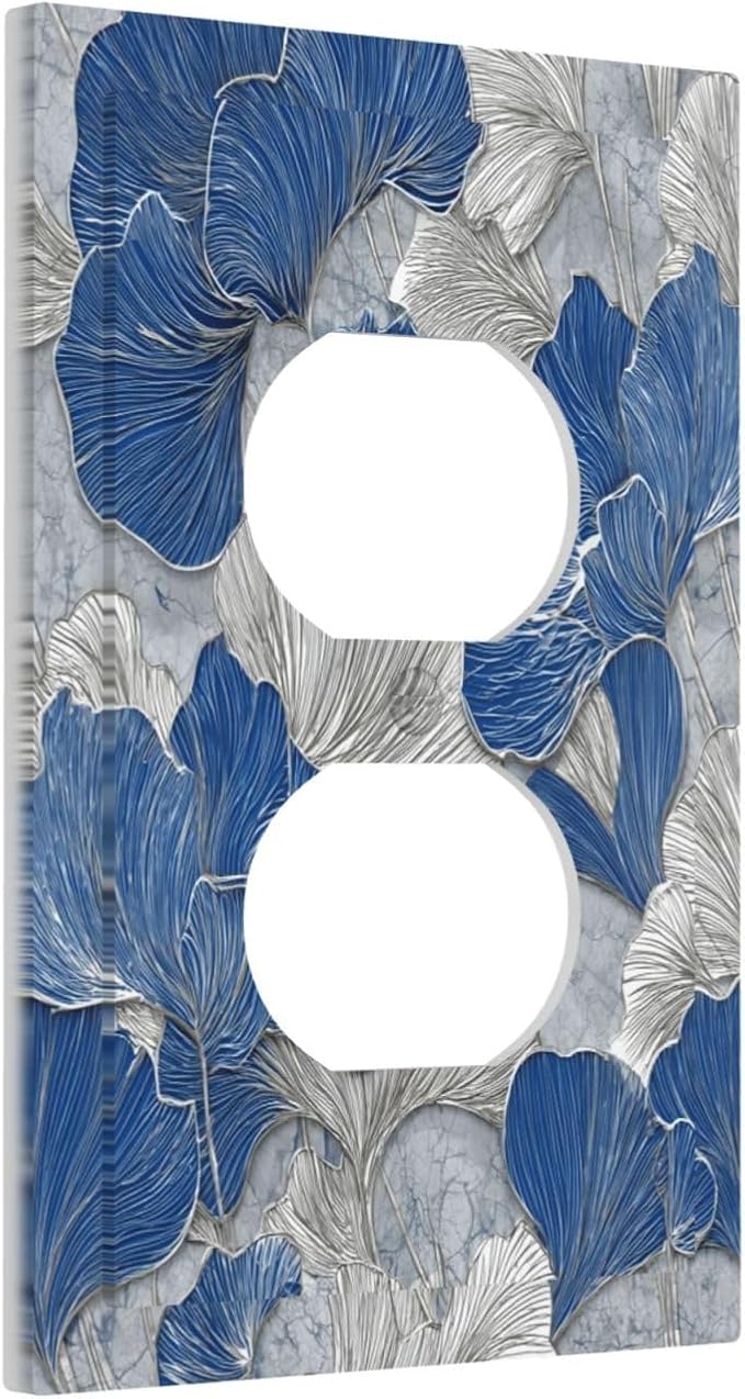 Bvtewkhz Abstract Blue Marble Plant Leaves Duplex Outlet Decorative Light by Unknown