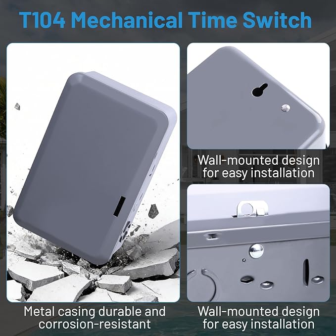 T104 Mechanical Time Switch, 208-277V AC 40A DPST, 24-Hour Dial - Image 4