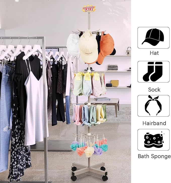 Exttlliy Retail Display Stand Store Display Rack 5 Tier Metal Spinning Display - Image 6