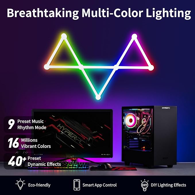 Phylosal Smart WiFi LED Wall Lights, 16M+ Color Dimmable Gaming Light Works - Image 3
