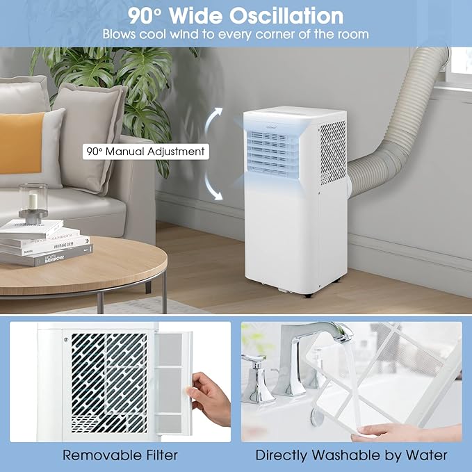 COSTWAY Portable Air Conditioner, 8000 BTU 3-in-1 Personal AC Unit - Image 8