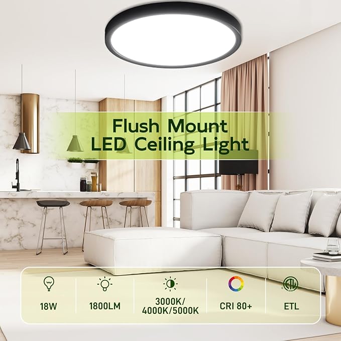 hykolity 2 Pack 9 Inch Selectable CCT LED Round Flat Panel Light, 18W 1800LM - Image 5