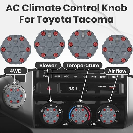 4 Pack - 2nd Gen Tacoma Accessories AC Knob Upgrade - 2005, 2015 Tacoma Climate - Image 7