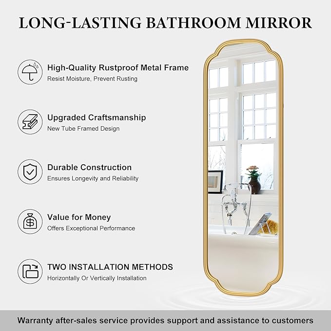 48"x16" Gold Door Mirror Full Length Over The Door - Image 7