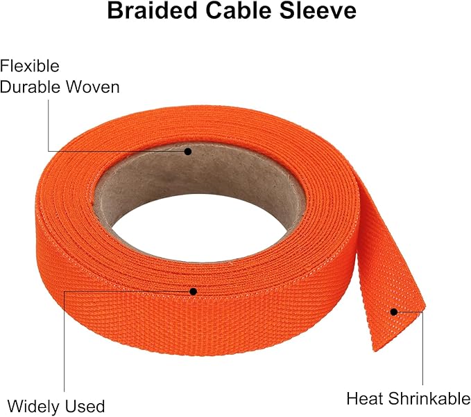 MECCANIXITY Braided Cable Sleeves Heat Shrinkable Fabric Sleeving, 1/2" 16ft - Image 4