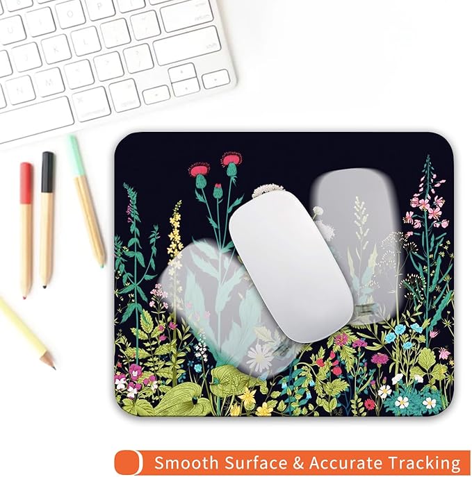 Armanza Square Mouse Pad Midnight Flowers, Personalized Premium-Textured Custom - Image 4