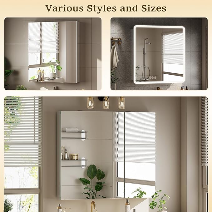 Bathroom Medicine Cabinet with Mirror, 30 Inch x 26 Inch Bathroom Mirror - Image 5