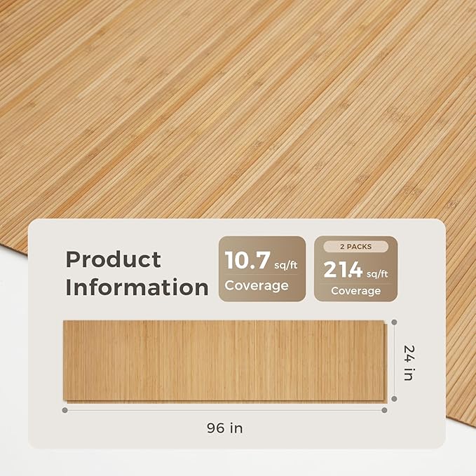 OUZUGIE 2 Pack 96x24 Inch Natural Bamboo Wall Panel – Twinned Carbides Pole - Image 2
