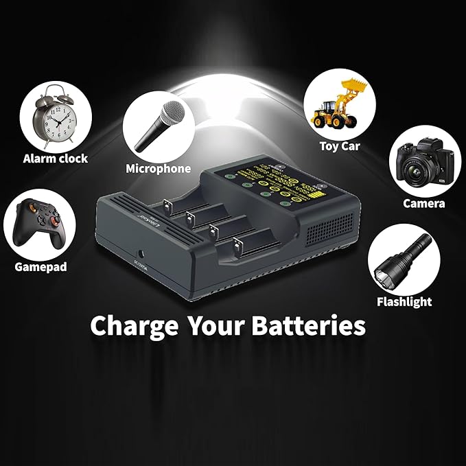 18650 Battery Charger, MIEKLALE 4-Bay 3A Fast Rechargeable Battery Charger - Image 9