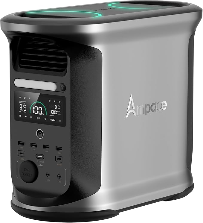 AMPACE Andes 1500 Power Station 2400W, 1462Wh Solar Generator, 1800W AC Charging by OSCAL