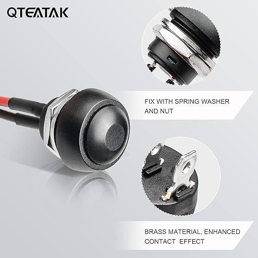 QTEATAK 1/2" Pre-Wired Mounting Hole On/Off Mini Round Waterproof Momentary - Image 3