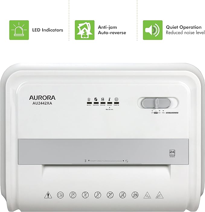 Aurora Heavy Duty Anti-Jam 24-Sheet Crosscut Shredder/40 Min Run Time/ 7-Gallon - Image 5