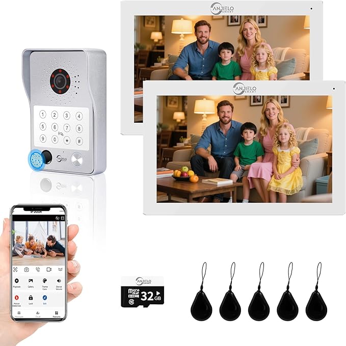 Wired Video Door Phone Apartment Intercom System, 7 Inch Touch Monitor by ANJIELOSMART