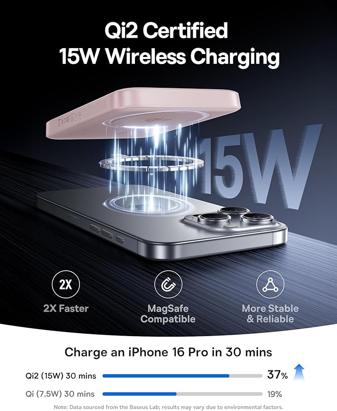 Baseus for MagSafe Portable Charger, Qi2 Certified 15W Wireless Magnetic Power - Image 8