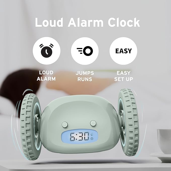 CLOCKY Extra Loud Alarm Clock for Heavy Sleepers on Wheels Rolls Runs Away - Image 8