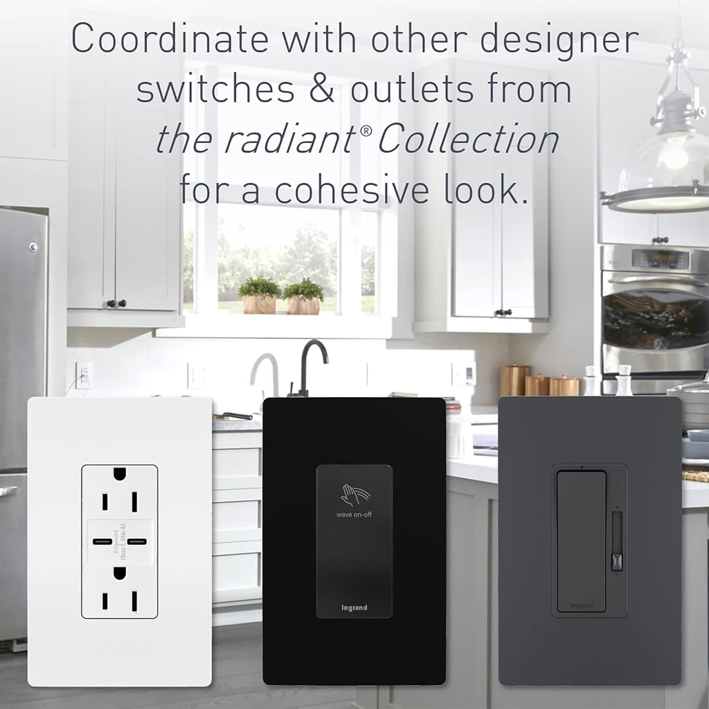 Legrand Radiant RCD11WCC6 15 Amp Combination 2-in-1 Decorator Rocker Light Switch, Two Single Pole Switches, White (4 Pack)