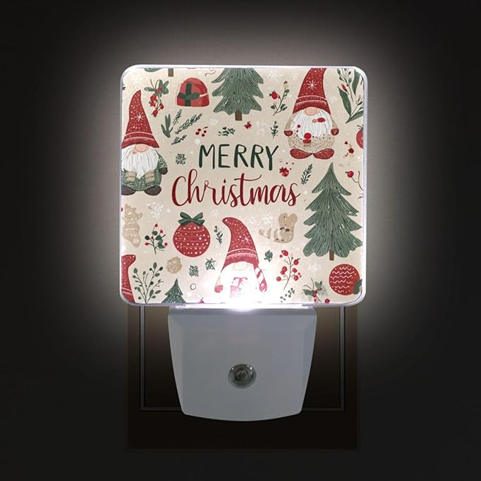 Pigsaly Led Night Light Merry Christmas Gnomes Night Light Plug in Wall Lamp - Image 4