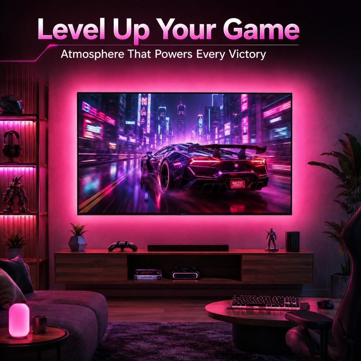 MORIACC 18ft TV LED Backlight for 45-75 Inch TVs, RGB LED Lights for TV with Music Sync, Bluetooth APP & Remote Control, USB Powered Ambient Lighting for Gaming, Movies, Bedroom & Home Theater