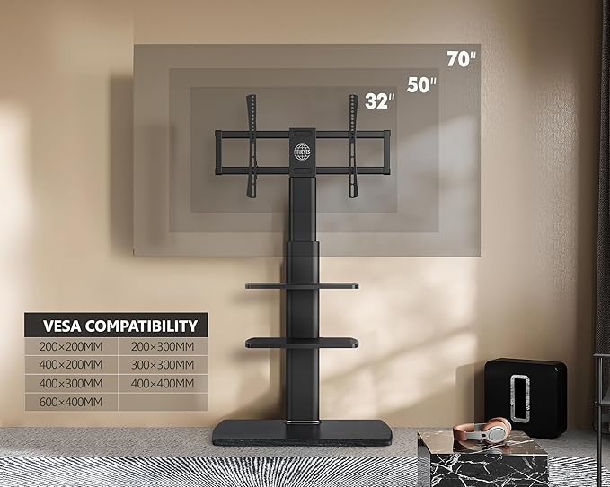 FITUEYES TV Floor Stand for Living Room Bedroom, Tall TV Stands - Image 2