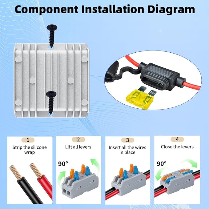 DC-DC 20A 240W Power Converters 48V 36V Step Down to 12V Converter Golf Cart - Image 3