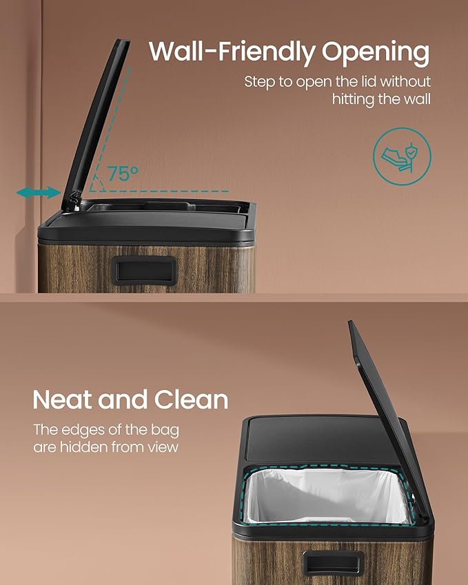 SONGMICS Trash Can, 2 x 8-Gallon Garbage Can - Image 4