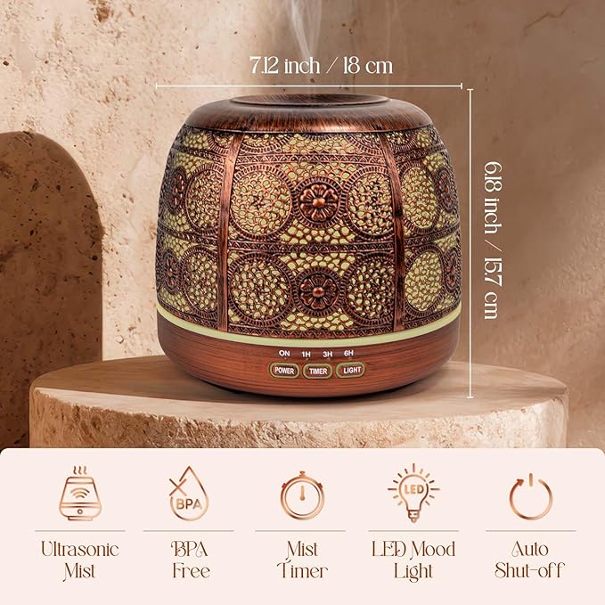 ARVIDSSON 500ml Essential Oil Diffuser, Metal Diffusers - Image 4