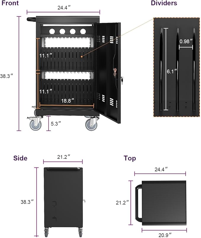 32-Bay Mobile Charging Cart - Image 3