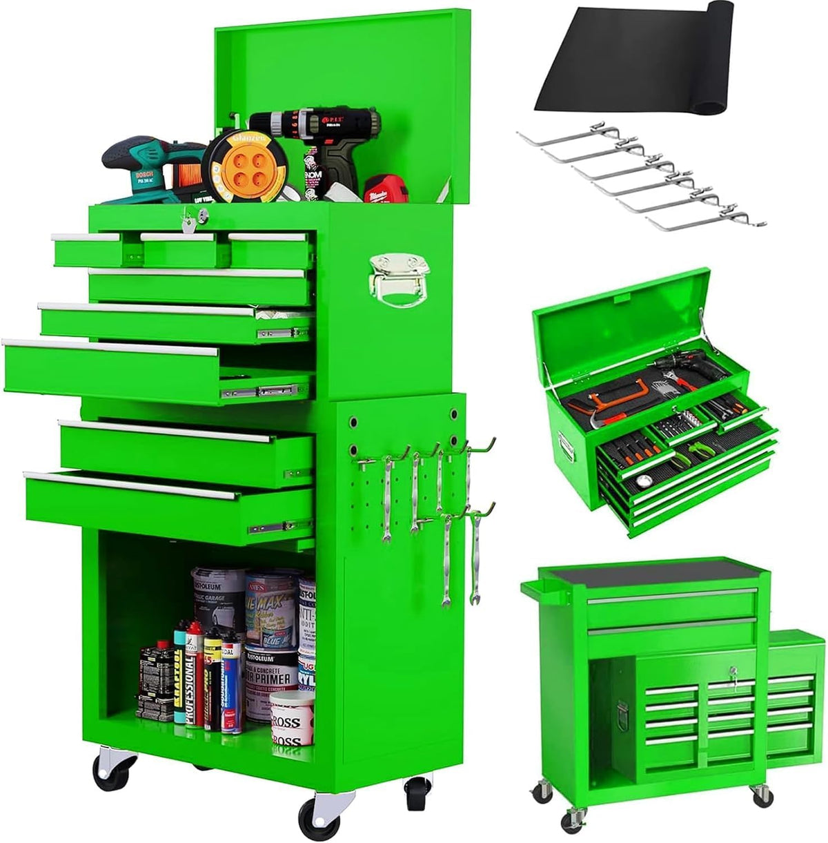 8-drawer rolling tool chest with detachable top tool shown in use