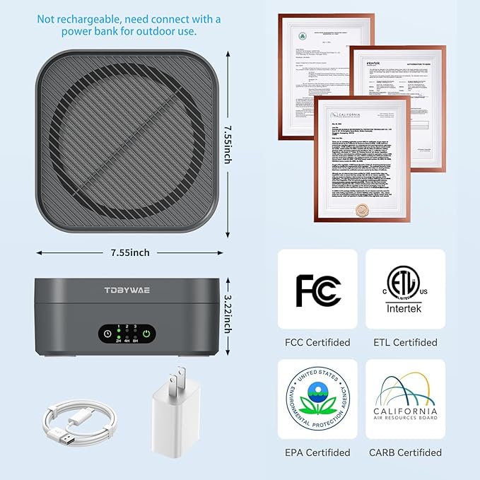 Air Purifiers for Home 600 Sq.Ft, TDBYWAE H13 True HEPA Air Purifier - Image 2