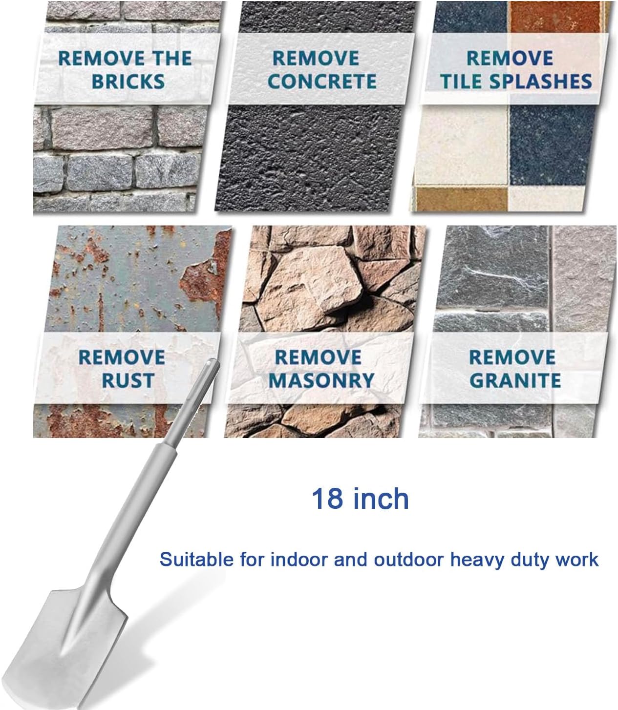 SDS-Max Shank Bits Chisel-4-1/3"x18" Clay Spade Alloy Steel Digging Shovel Bit Chisel - for Gardening Landscaoing Concrete Brick Sand Stone