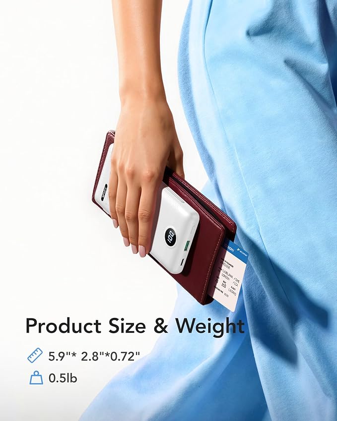 VRURC Portable Charger with Wall Plug, 10000mAh Slim Portable Charger Built in - Image 9