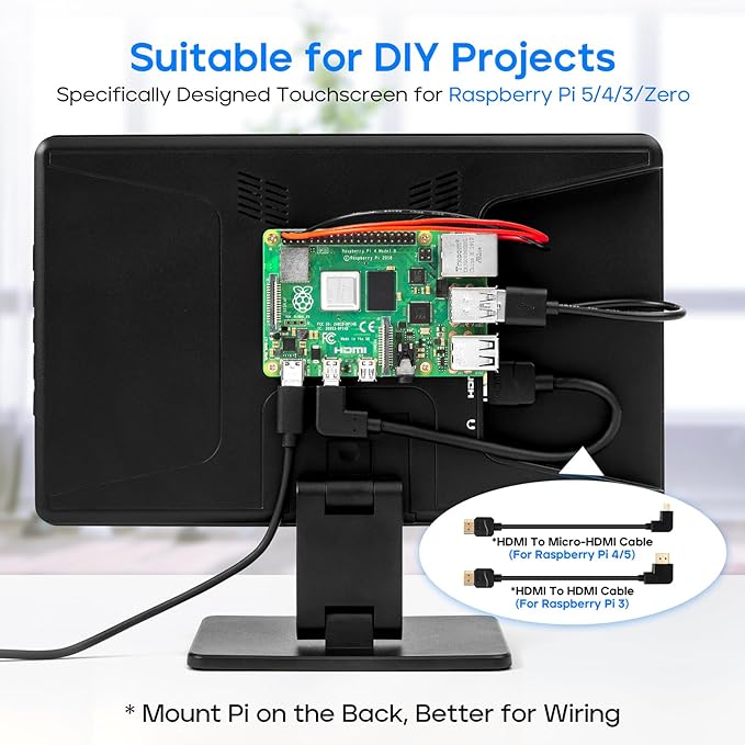Touch Screen Monitor with Case, ROADOM 10.1’’ Raspberry Pi Screen, IPS FHD - Image 2