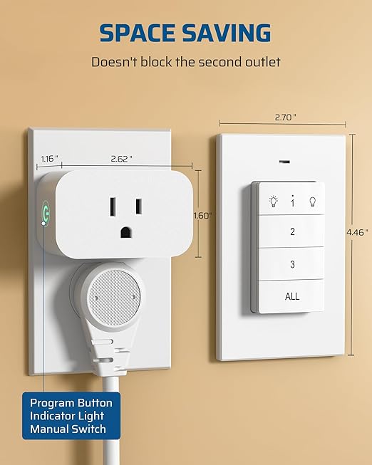 DEWENWILS Remote Control Outlet, Wall Mounted Wireless Light Switch, 2 - Image 6