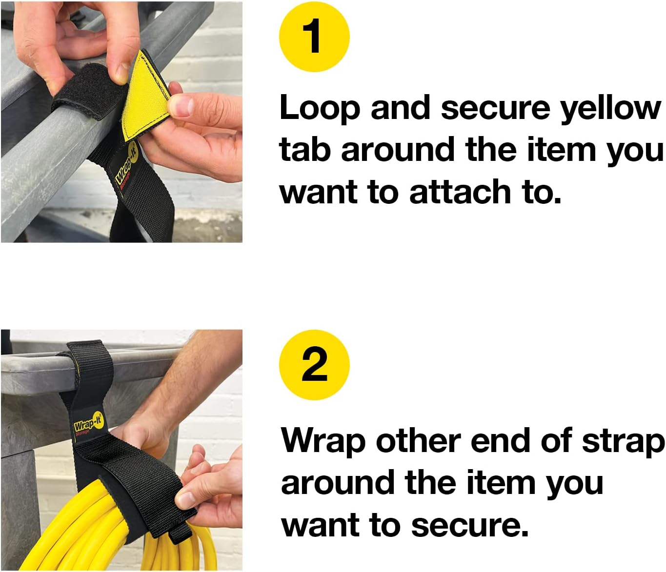 Twin-Straps by Wrap-It Storage - 12" (6-Pack) | Hook and Loop Hanging Cord Wrap for Multi-Purpose Cable and Hose Storage