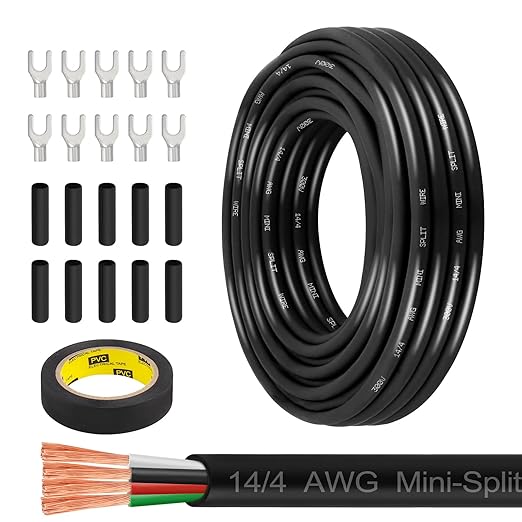 MOOKEERF 14/4 AWG Mini-Split Cable - 25FT 14 AWG 4 Conductor Control Cable 300V by MOOKEERF