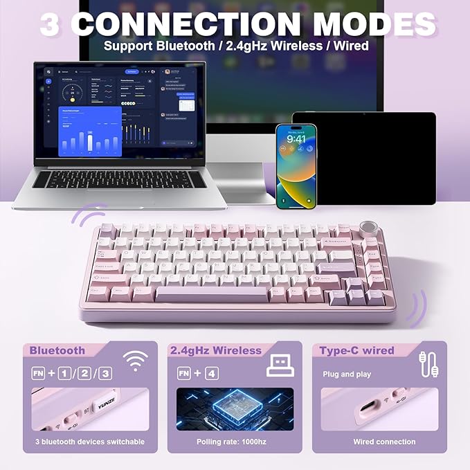 YUNZII B75 PRO Wireless Mechanical Keyboard, 75% Layout - Image 3