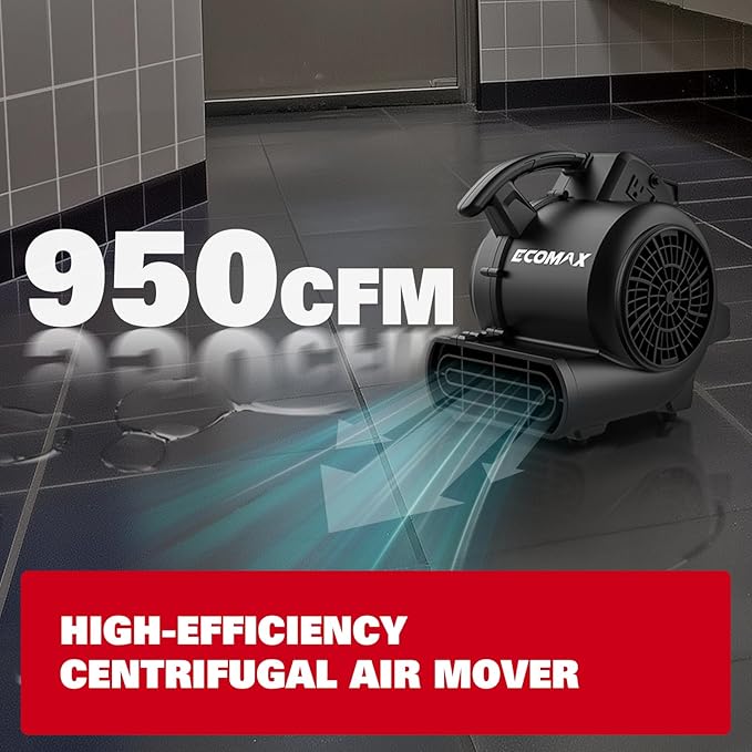 ECOMAX Air Mover, 950 CFM, Floor Fan, Carpet Dryer, Blower Fan, 3-Speed Mode - Image 7