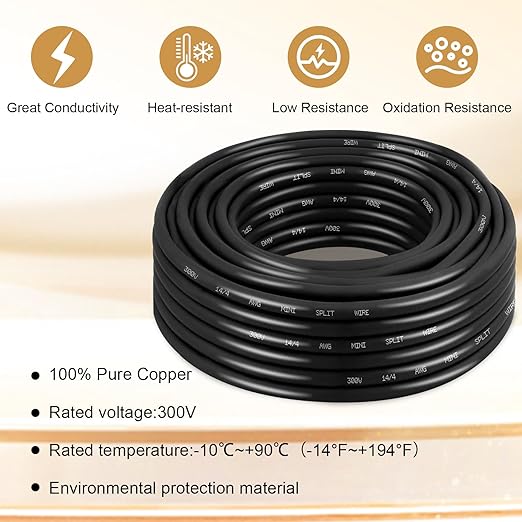 MOOKEERF 14/4 AWG Mini-Split Cable - 75FT 14 AWG 4 Conductor Control Cable 300V - Image 3