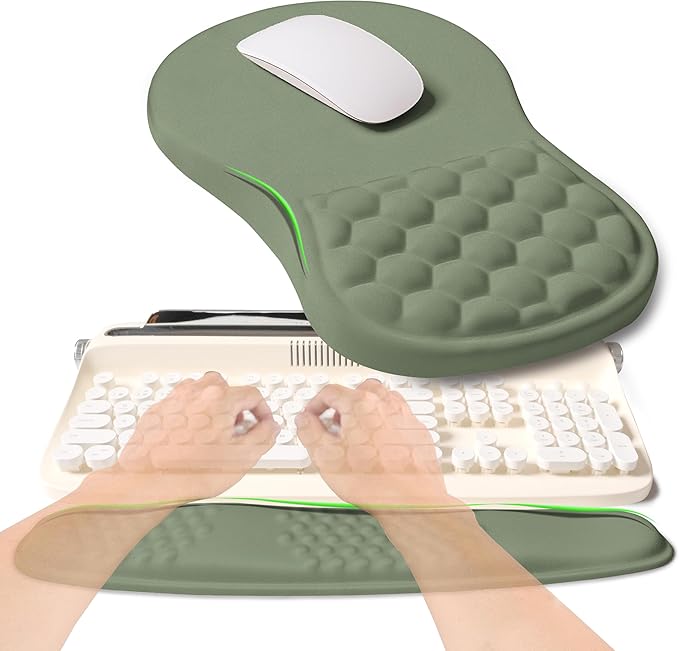KUOSGM 2-in-1 Ergonomic Set, Wave Rise Keyboard Wrist Rest and Massage Bulge by KUOSGM