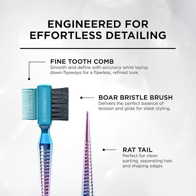 Style Factor EDGE BOOSTER® Hammer Brush Rat Tail– Double-Sided Edge Control - Image 4
