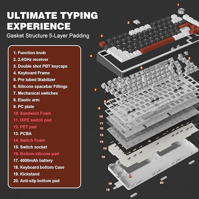 YUNZII B75 PRO Wireless Mechanical Keyboard, 75% Layout - Image 4