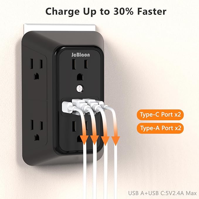 Surge Protector Outlet Extender, 6 Outlet Extender - Image 4