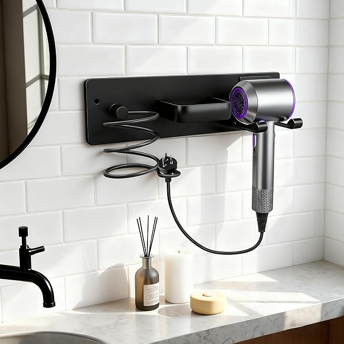 Dovyn Blow Dryer Holder Wall Mount, 3 in 1 Bathroom Hair Tool Organizer - Image 6
