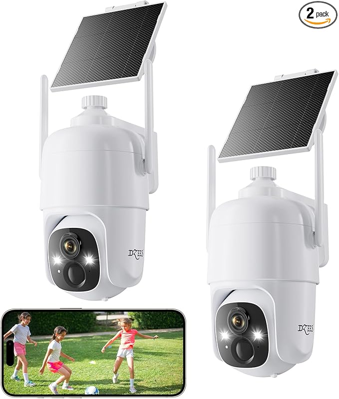 Dzees Solar Security Cameras Wireless Outdoor, 2K Battery Powered Security by Dzees