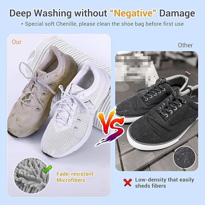 Teletrogy Large Shoe Bag for Washing Machine, Two-Zone Design, 2 Mesh Pockets - Image 4