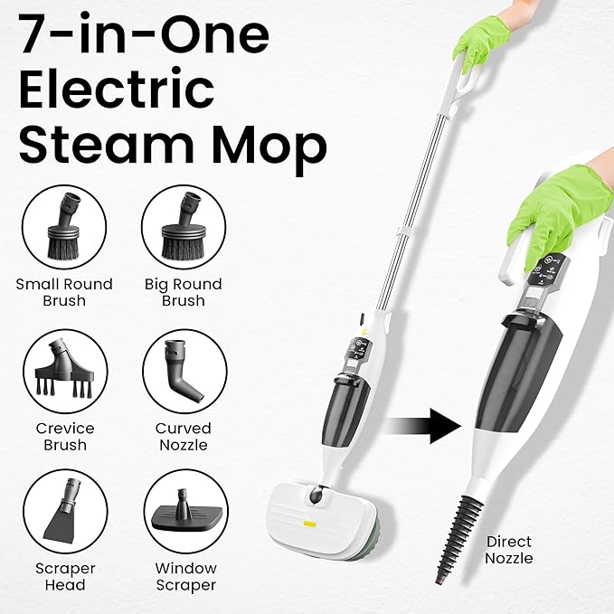 Elev8 Prestige Electric Steam Mop – 15-in-1 Detachable Floor Scrubber - Image 5