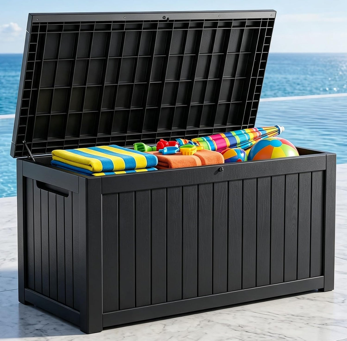makino 198 gallon large resin outdoor storage box, main product view