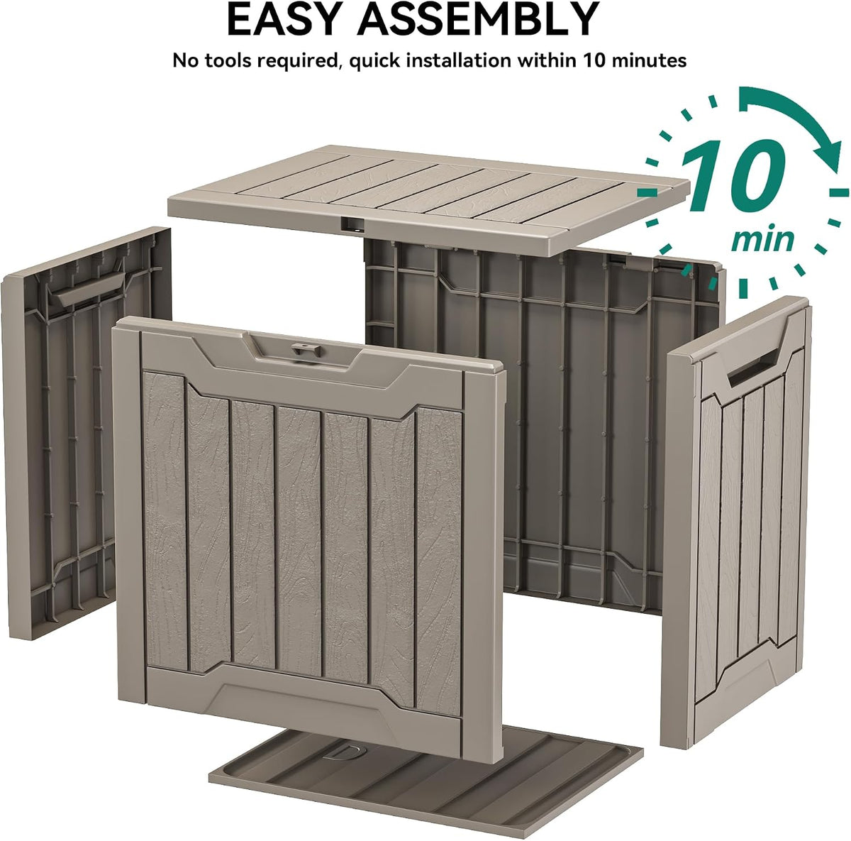 yitahome outdoor resin storage box 31 gal, water-resistant on a desk or shelf