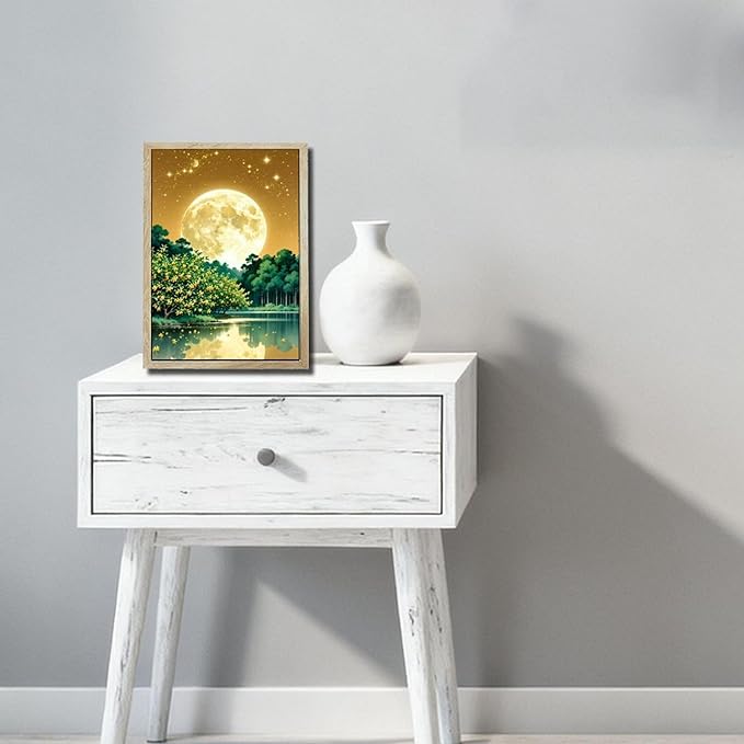 URVIP LED Glowing Photo Frame, 3D Starry-Sky Blue Moon Wall Art, 9x12 Inches - Image 5