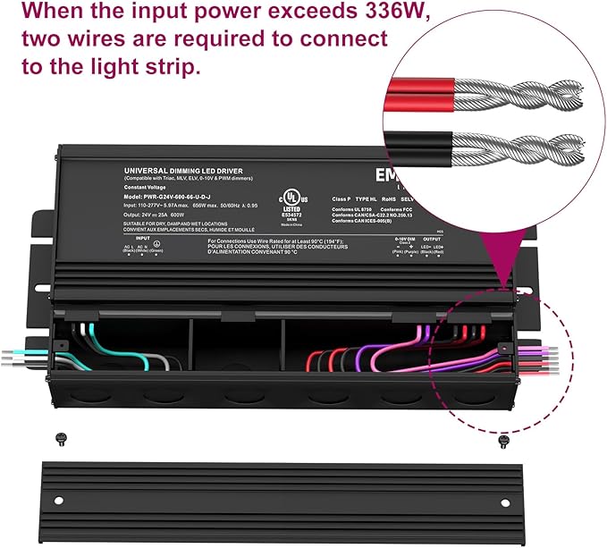 EMITEVER Dimmable Led Driver, 600W AC 110V-277V to DC 24V Transformer, 5-in-1 - Image 2
